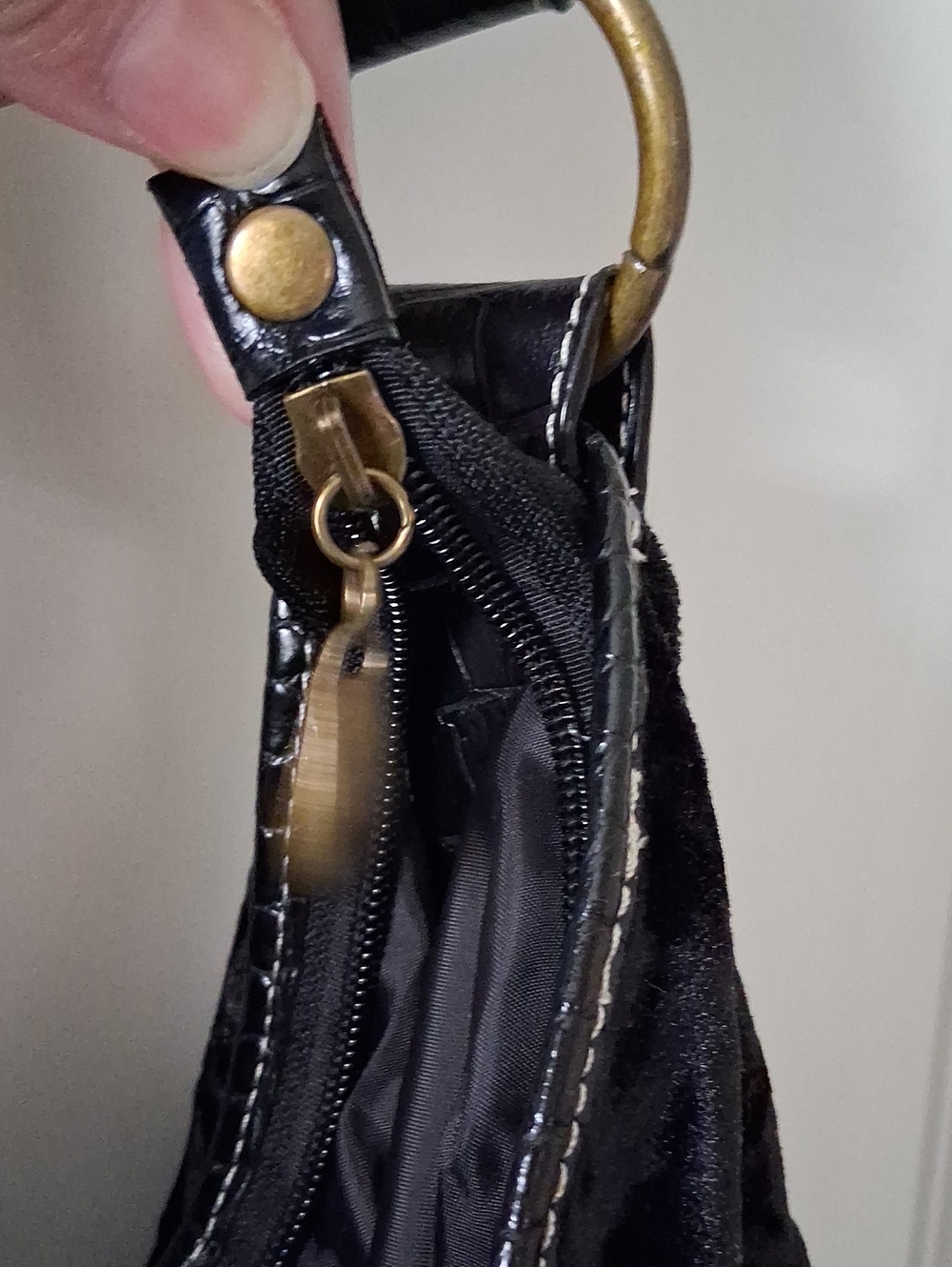 Black Beaded Fringe Hobo Purse Bag - Picture 4 of 9